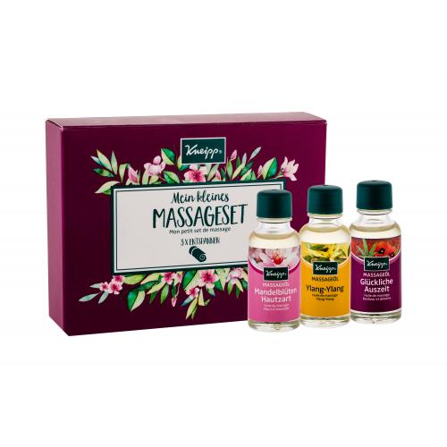 Kneipp Massage Oil darčeková kazeta pre ženy masážny olej Ylang-Ylang 20 ml  masážny olej Šťastné časy 20 ml  masážny olej Mandlové kvety 20 ml