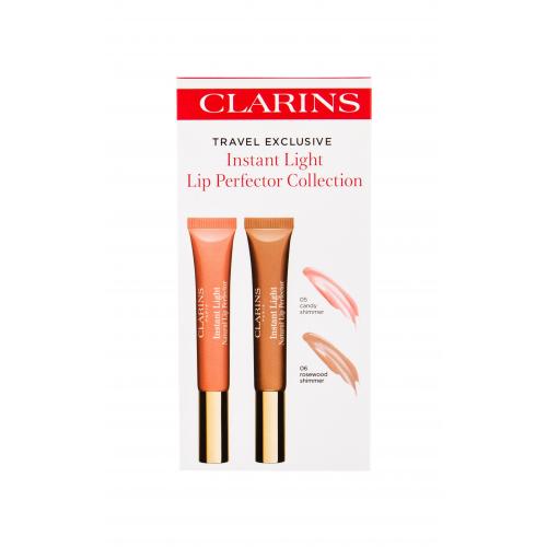 Clarins Instant Light Natural Lip Perfector darčeková kazeta pre ženy lesk na pery 12 ml  lesk na pery 12 ml 06 Rosewood Shimmer 05 Candy Shimmer