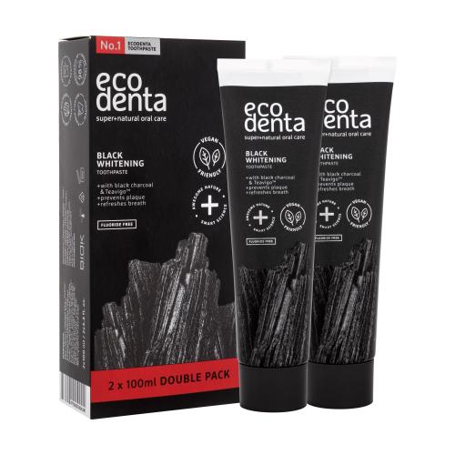 Ecodenta Toothpaste Black Whitening darčeková kazeta unisex bieliaca zubna pasta Black Whitening 2 x 100 ml