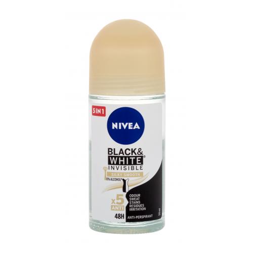 Nivea Black  White Invisible Silky Smooth 48h 50 ml antiperspirant pre citlivú pokožku po holení pre ženy