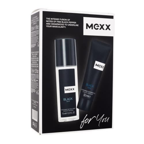 Mexx Black darčeková kazeta deospray pre mužov dezodorant 75 ml  sprchovací gél 50 ml
