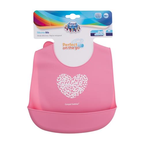 Canpol babies Pastels Silicone Bib Pink 1 ks silikónový podbradník s kapsičkou pre deti