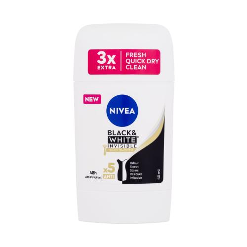 Nivea Black  White Invisible Silky Smooth 48h 50 ml antiperspirant na citlivú pokožku po holení pre ženy