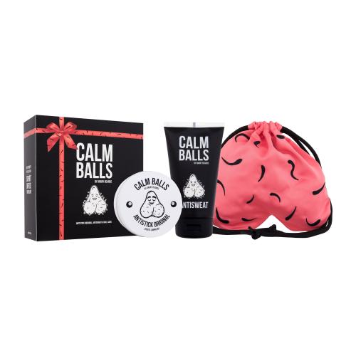 Angry Beards Calm Balls darčeková kazeta pre mužov lubrikant Antistick 150 ml  dezodorant na intímne partie Antisweat 150 ml  ružové vrecúško