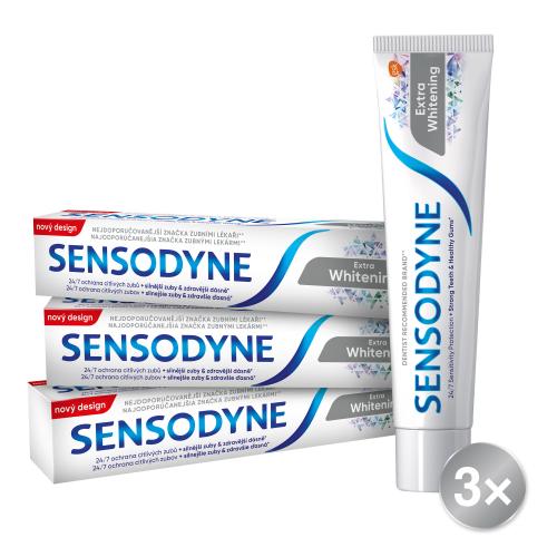 Sensodyne Extra Whitening Trio bieliaca zubná pasta unisex zubná pasta 3 x 75 ml