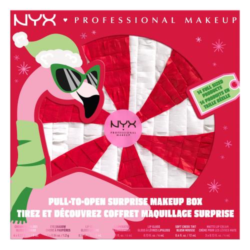 NYX Professional Makeup Fa La La L.A. Land Pull-To-Open Surprise Makeup Box vianočný box plný prekvapení pre ženy balíček s prekvapením