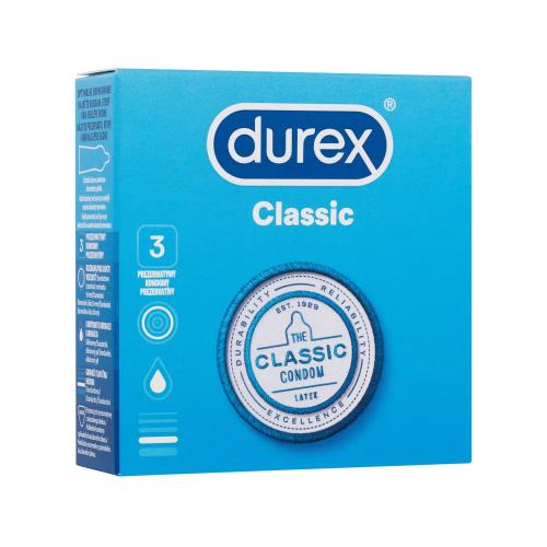 Durex Classic latexové kondómy so silikónovým lubrikačným gélom pre mužov kondóm 3 ks