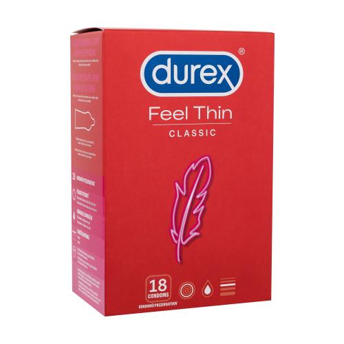 Durex Feel Thin Classic tenké kondómy so silikónovým lubrikačným gélom pre mužov kondóm 18 ks