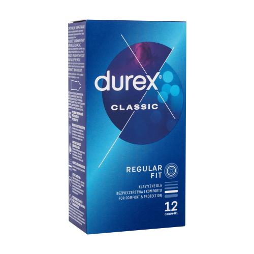 Durex Classic latexové kondómy so silikónovým lubrikačným gélom pre mužov kondóm 12 ks