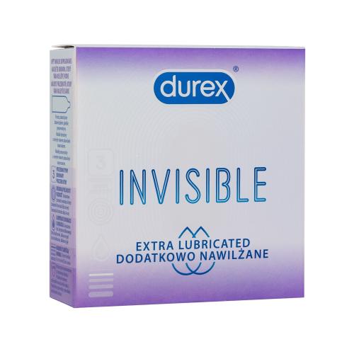 Durex Invisible Extra Lubricated extra tenké kondómy so silikónovým lubrikačným gélom pre mužov kondóm 3 ks