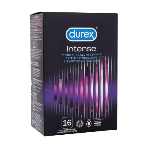 Durex Intense vrúbkované kondómy so stimulačnými výstupmi a gélom desirex pre mužov kondóm 16 ks