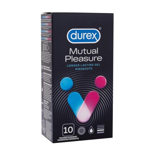 Durex Mutual Pleasure vrúbkované kondómy so stimulačnými výstupmi a gélom performa pre mužov kondóm 10 ks