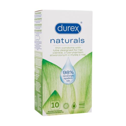 Durex Naturals tenké kondómy s prírodným lubrikačným gélom pre mužov kondóm 10 ks