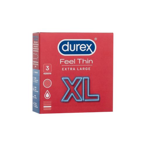 Durex Feel Thin XL tenké a extra veľké kondómy so silikónovým lubrikačným gélom pre mužov kondóm 3 ks