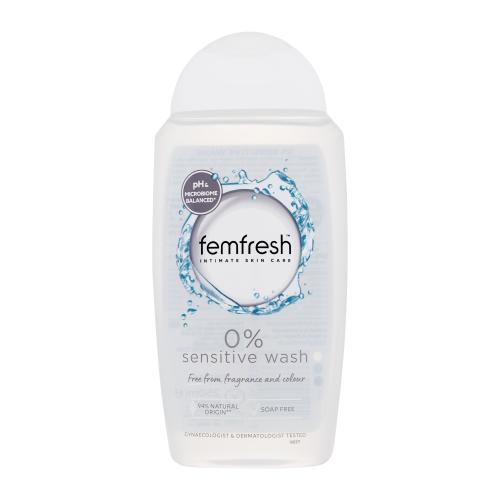 Femfresh 0% Sensitive Wash 250 ml jemný gél na intímne umývanie pre citlivú pokožku pre ženy