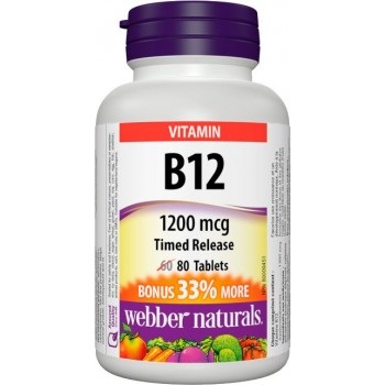 Webber Naturals Vitamin B12 1200 mcg tbl 80 ks