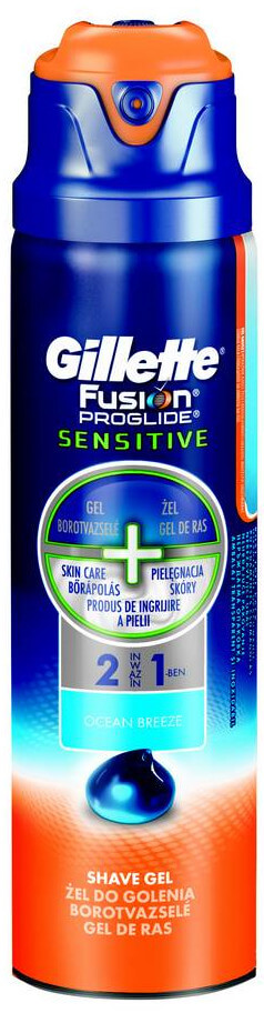 Gillette Fusion ProGlide Sensitive Gel na holenie 2v1 Ocean Breeze 170 ml