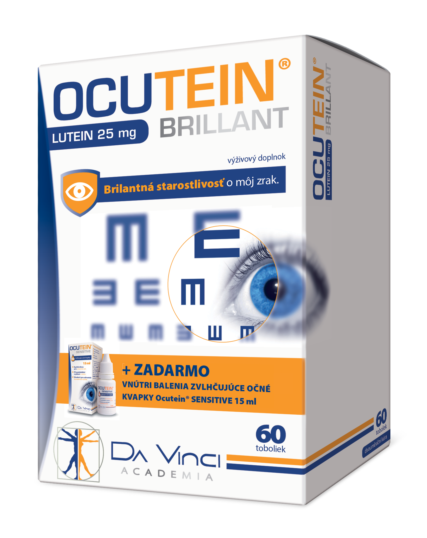 OCUTEIN BRILLANT Luteín 25 mg - DA VINCI cps 60  očné kvapky OCUTEIN Sensitive 15 ml zadarmo