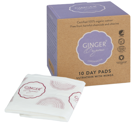 Ginger Organic vložky denné (ultra tenké s krídelkami, individuálne balené) 10ks