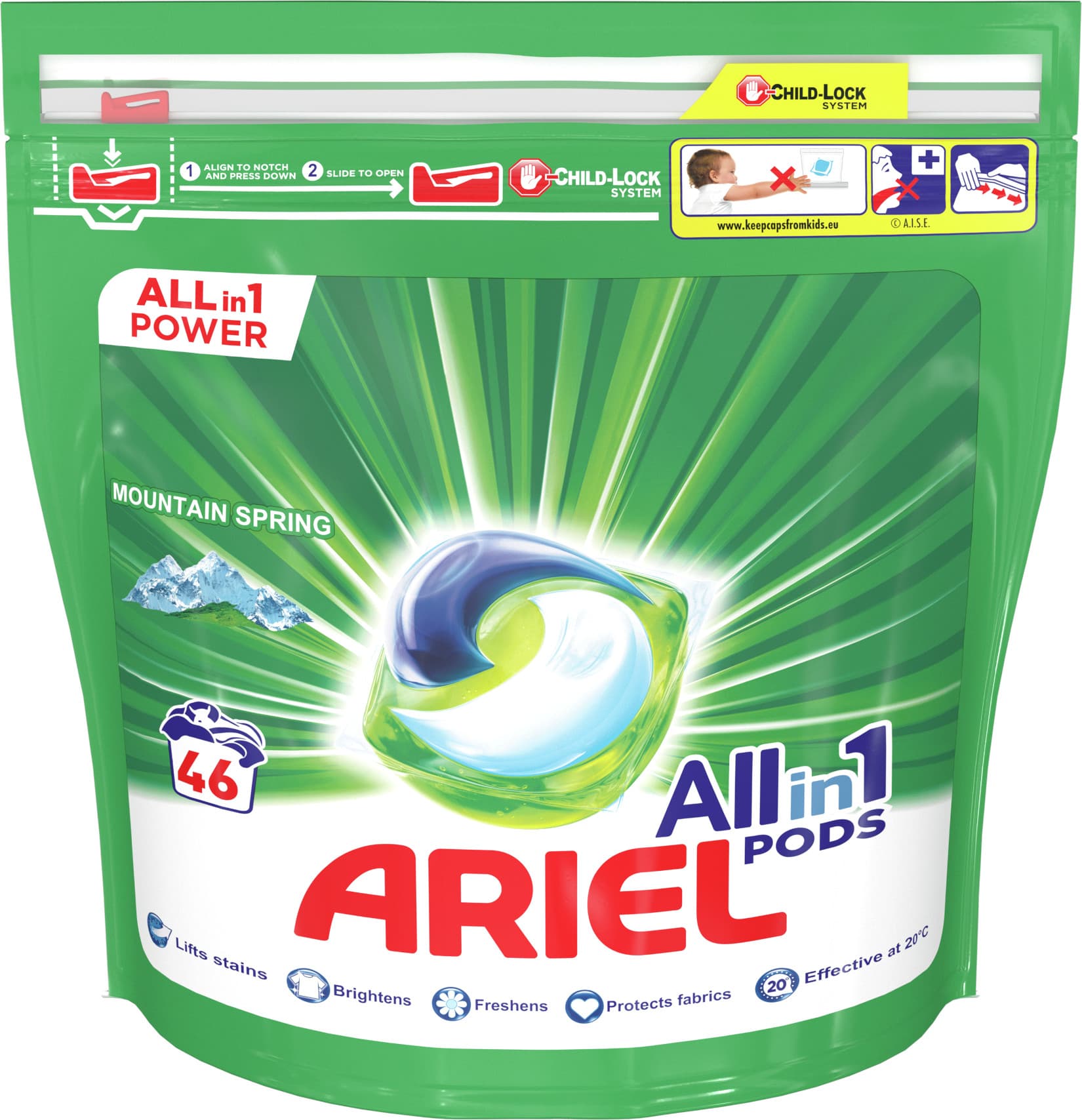 Ariel All-in-1 Mountain Spring, Gelové tablety 46ks