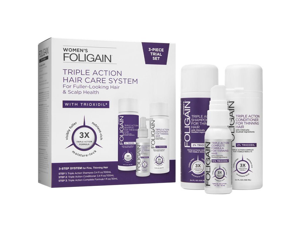 Foligain Triple Action cestovná sada prípravkov proti padaniu vlasov pre ženy 230 ml