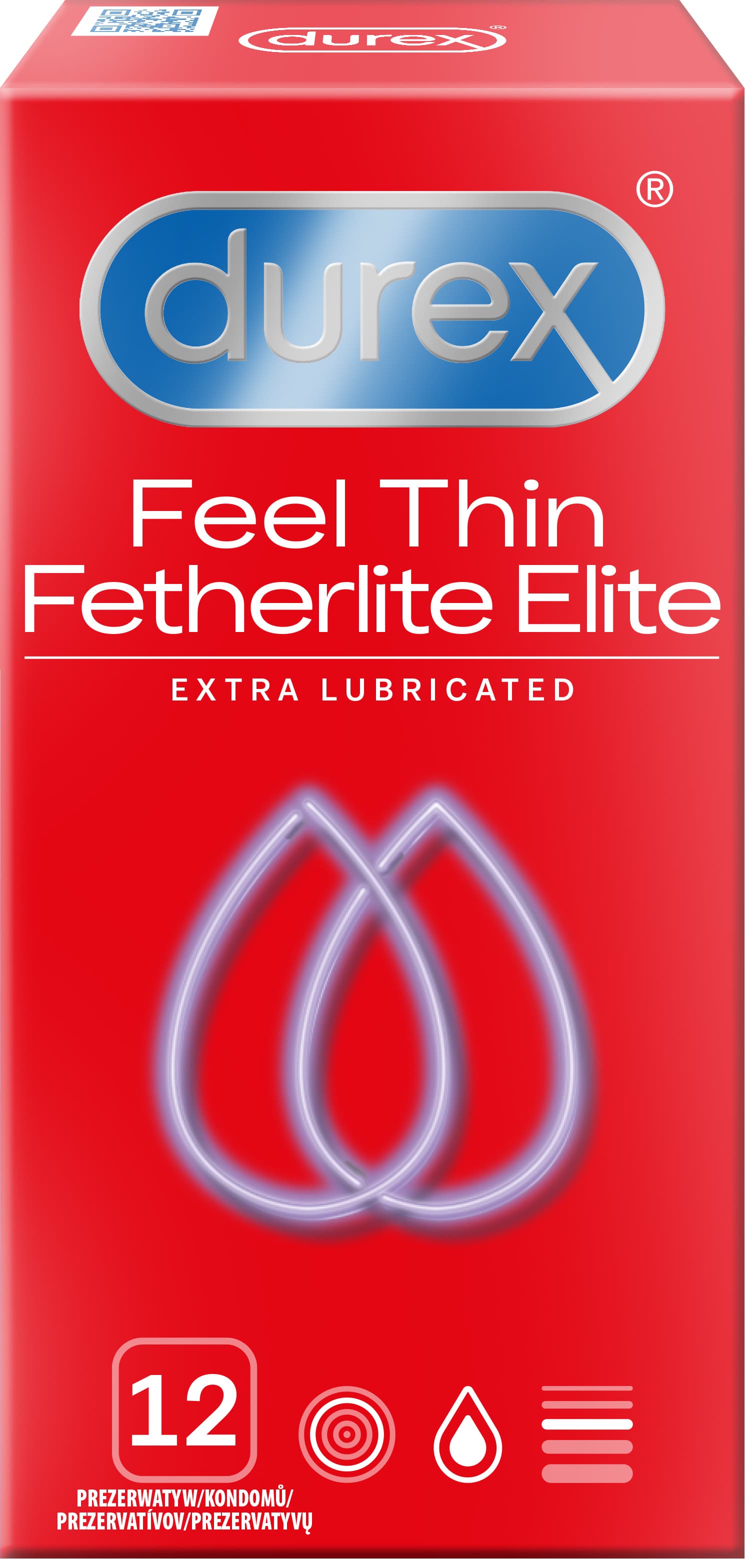 Durex Feel Thin Fetherlite Elite Extra Lubricated kondóm 12 ks
