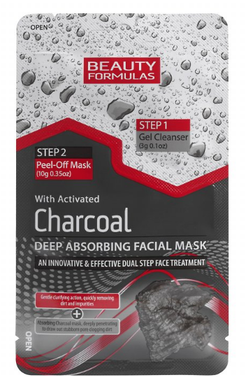 BeautyFormulas Čistiaci gél a zlupovacia maska ​​na tvár s aktívnym uhlím 2v1