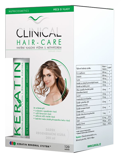 Clinical Nutricosmetics Hair-Care 4 mesačná kúra 120 toboliek  keratín 100ml