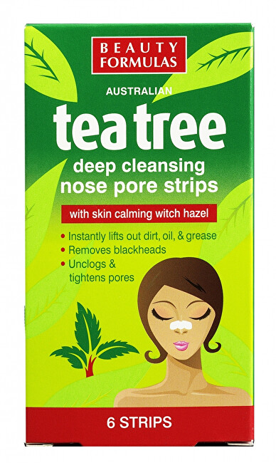 Beauty Formulas Čistiace pásky na nos Tea Tree (Deep Clean sing Nose Pore Stips) 6 ks