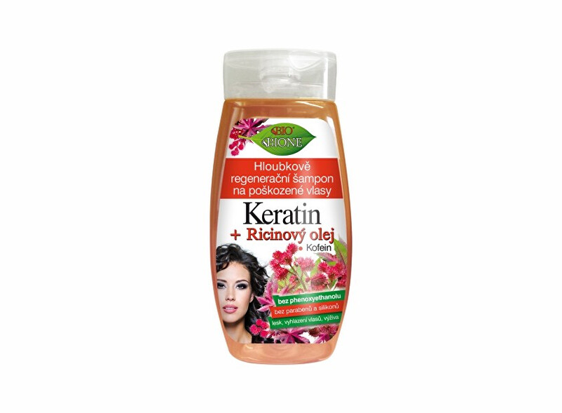Bione Cosmetics Hĺbkovo regeneračný šampón na poškodené vlasy Keratin   Ricinový olej 260 ml