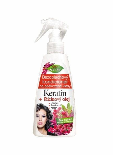 Bione Cosmetics Regeneračný bezoplachový kondicionér na poškodené vlasy Keratin   Ricinový olej 260 ml