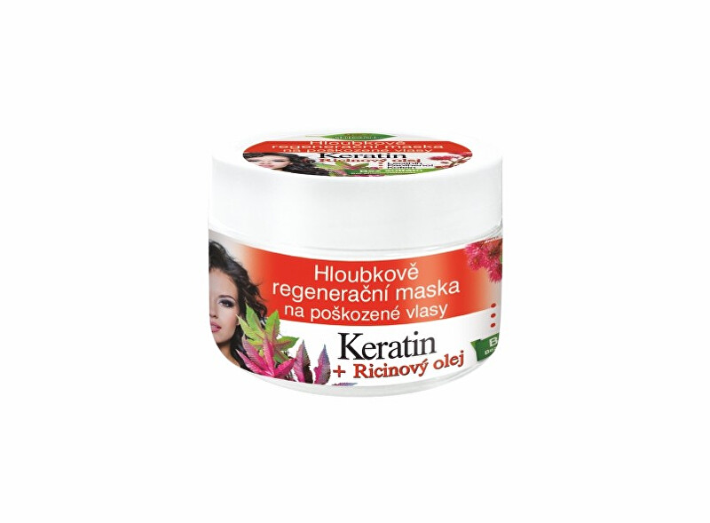 Bione Cosmetics Hĺbkovo regeneračná maska na poškodené vlasy Keratin   Ricinový olej 260 ml