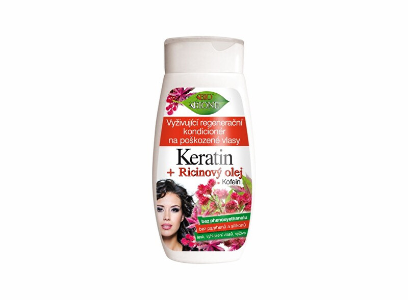 Bione Cosmetics Vyživujúci regeneračný kondicionér na poškodené vlasy Keratin   Ricinový olej 260 ml