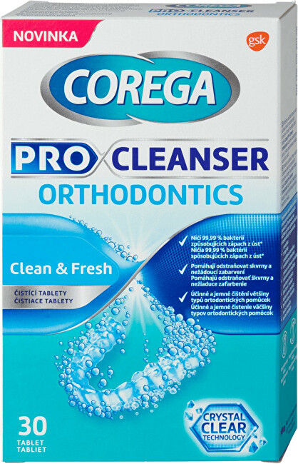 Corega Čistiace tablety na zubné náhrady Pro Clean ser Orthodontics 30 ks
