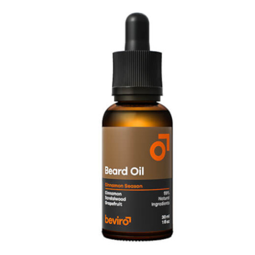 beviro Ošetrujúci olej na fúzy s vôňou grepu, škorice a santalového dreva (Beard Oil) 30 ml