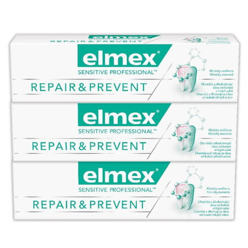 Elmex Zubná pasta pre úľavu od bolesti Sensitive Professional Repair & Prevent Trio 3 x 75 ml