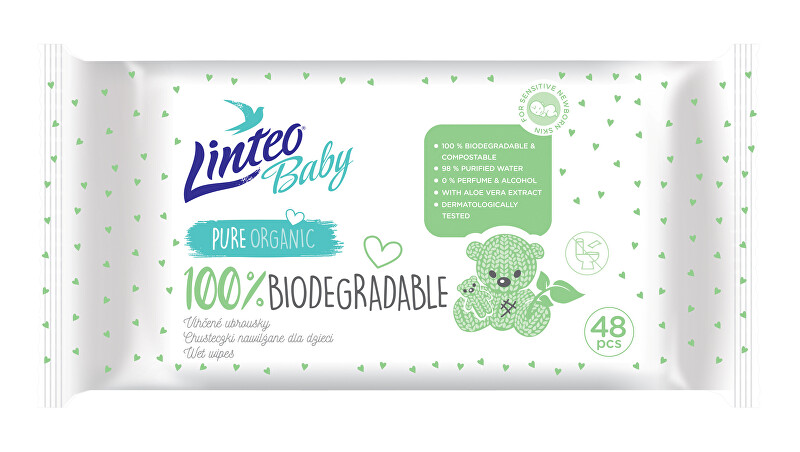 Linteo Vlhčené obrúsky Baby 100% biodegradable 48 ks