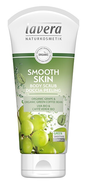Lavera Tělo vý peeling Smooth Skin Bio hrozno a Bio zelená káva ( Body Scrub) 200 ml