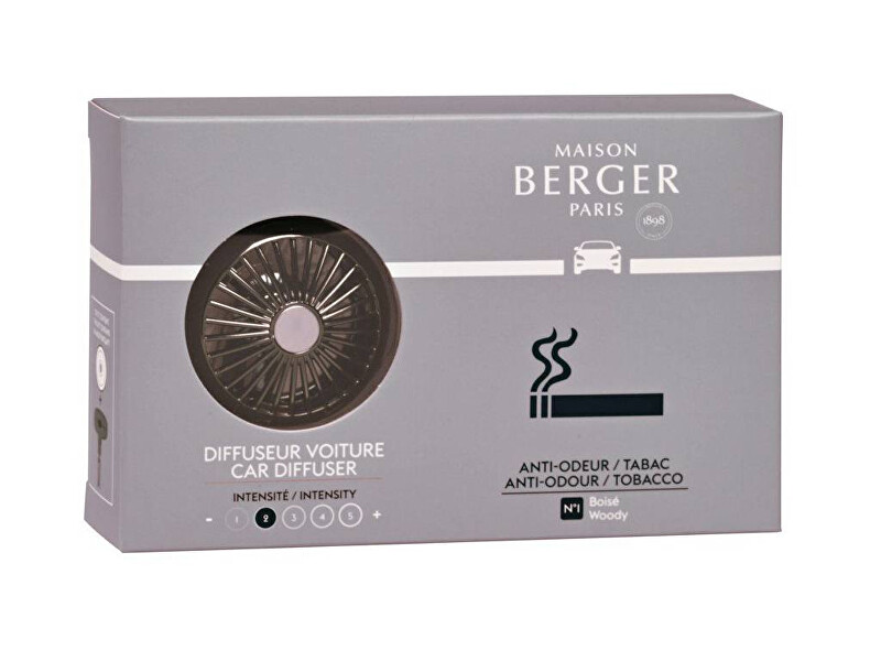 Maison Berger Paris Darčeková sada difuzér do auta čierny   náplň Antiodour tabak