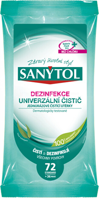 Sanytol Dezinfekcia univerzálny čistič jednorazové čistiace utierky 36 ks