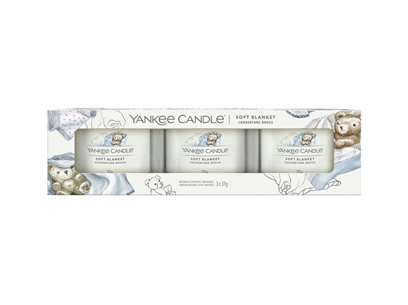 Yankee Candle Sada votívnych sviečok v skle Soft Blanket 3 x 37 g