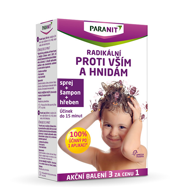 Omega Pharma Paranit sprej 60 ml   40 ml ZADARMO   šampón 100 ml ZADARMO   hrebeň ZADARMO