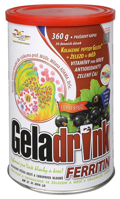 Geladrink Geladrink Ferritin nápoj Čierne ríbezle 360 ​​g