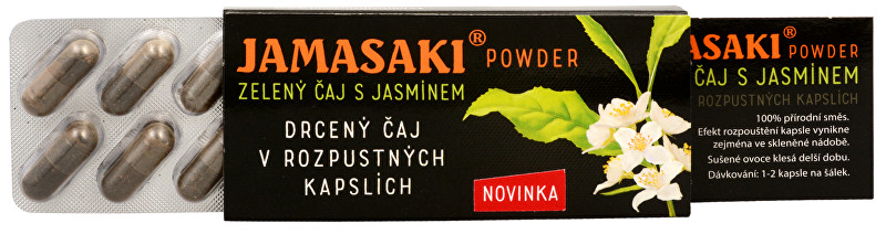 Čaje Hannasaki Jamasaki powder - zmes zeleného jazmínového a červeného čaju - cestovné balenie 10 kapsúl