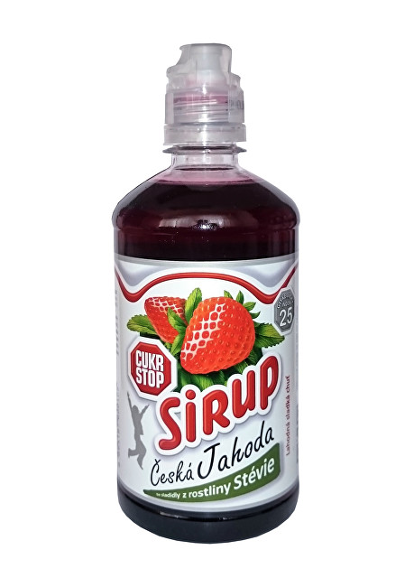 CukrStop Sirup so sladidlami z rastliny stévie - česká jahoda 650 g