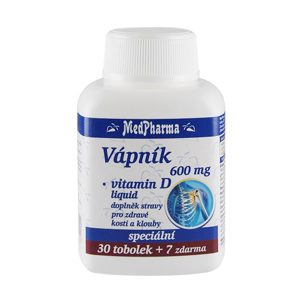 MedPharma Vápník 600 mg   vitamín D liquid 30 tob.   7 tob. ZDARMA