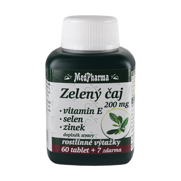 MedPharma Zelený čaj 200 mg   vitamín E   selen   zinek 60 tbl.   7 tbl. ZDARMA