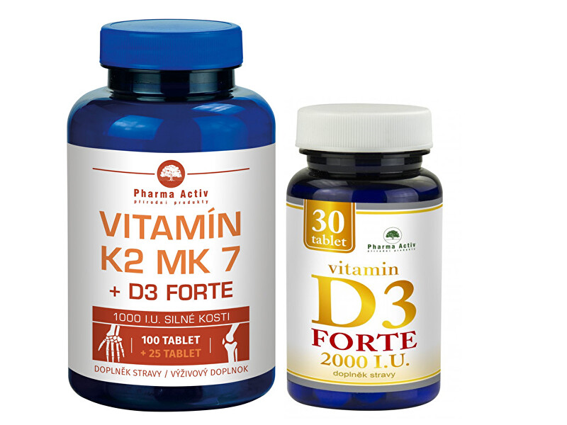 Pharma Activ Vitamín K2 MK7   D3 FORTE 125 tbl.   Vitamín D3 Forte 30 tbl.