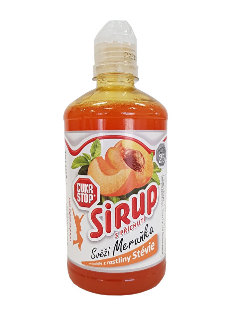 CukrStop Sirup so sladidlami z rastliny stévie - svieža marhuľa 650 g