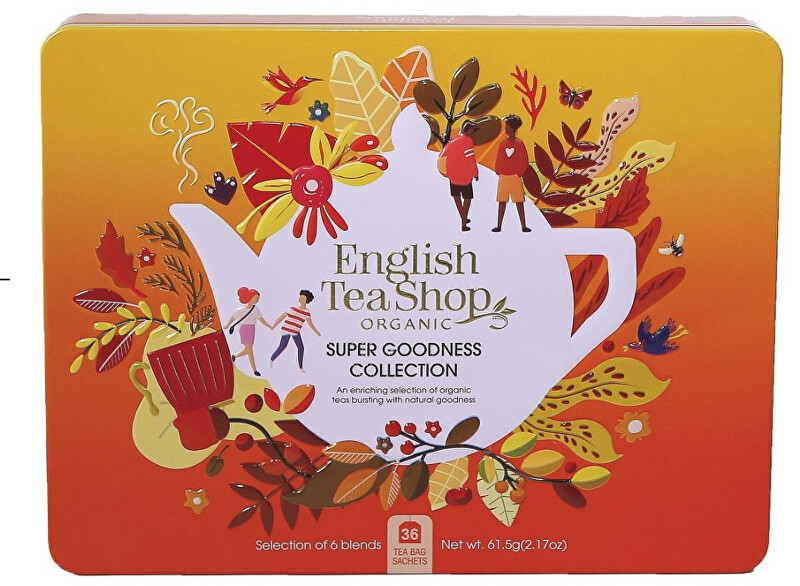 English Tea Shop Darčeková sada Super goodness oranžová BIO v plechovej kazete 36 sáčkov